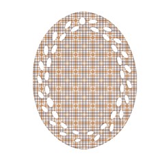 Portuguese Vibes - Brown and white geometric plaids Oval Filigree Ornament (Two Sides)