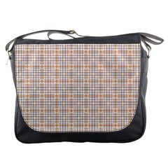 Portuguese Vibes - Brown And White Geometric Plaids Messenger Bag by ConteMonfrey