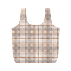 Portuguese Vibes - Brown and white geometric plaids Full Print Recycle Bag (M)