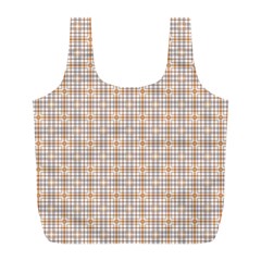 Portuguese Vibes - Brown and white geometric plaids Full Print Recycle Bag (L)