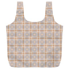 Portuguese Vibes - Brown and white geometric plaids Full Print Recycle Bag (XL)
