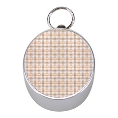 Portuguese Vibes - Brown and white geometric plaids Mini Silver Compasses