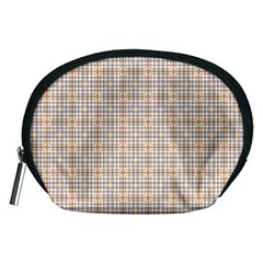 Portuguese Vibes - Brown and white geometric plaids Accessory Pouch (Medium)