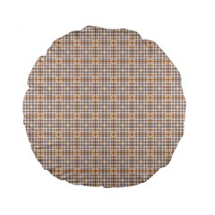 Portuguese Vibes - Brown and white geometric plaids Standard 15  Premium Flano Round Cushions
