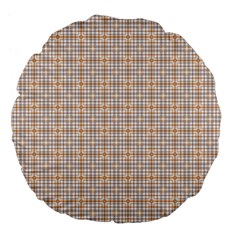 Portuguese Vibes - Brown and white geometric plaids Large 18  Premium Flano Round Cushions