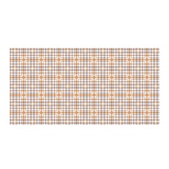 Portuguese Vibes - Brown and white geometric plaids Satin Wrap 35  x 70 