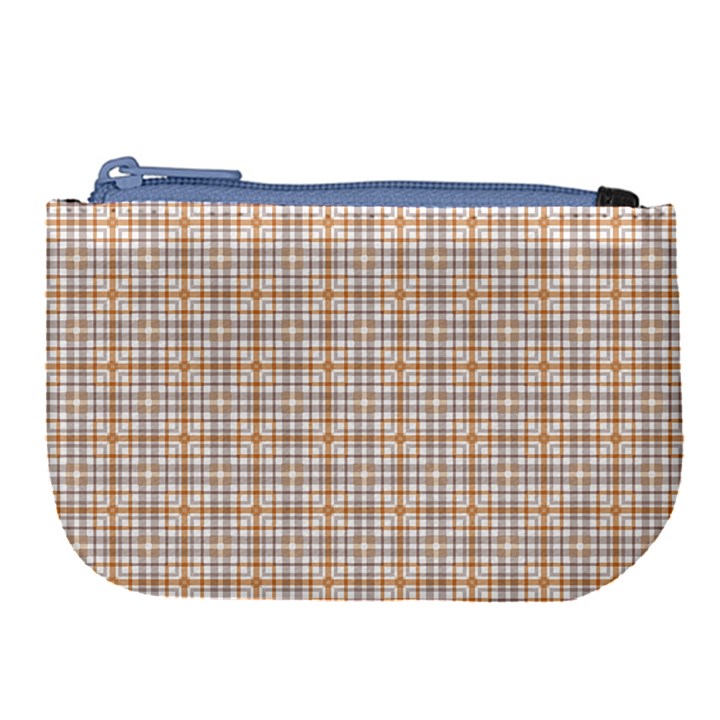 Portuguese Vibes - Brown and white geometric plaids Large Coin Purse