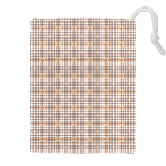 Portuguese Vibes - Brown And White Geometric Plaids Drawstring Pouch (5xl)