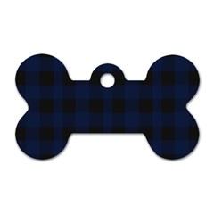 Black And Dark Blue Plaids Dog Tag Bone (one Side) by ConteMonfrey