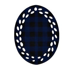 Black And Dark Blue Plaids Oval Filigree Ornament (two Sides) by ConteMonfrey