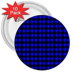 Black And Bic Blue Plaids 3  Buttons (10 Pack)  by ConteMonfrey