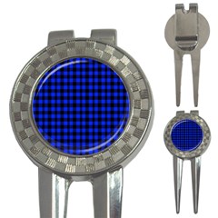Black And Bic Blue Plaids 3-in-1 Golf Divots by ConteMonfrey
