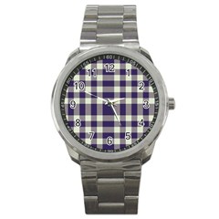 Dark Blue Plaid Sport Metal Watch by ConteMonfrey