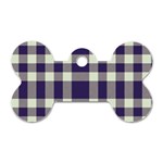 Dark Blue Plaid Dog Tag Bone (Two Sides) Front