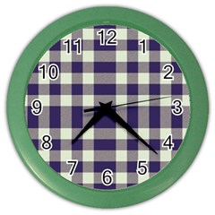 Dark Blue Plaid Color Wall Clock by ConteMonfrey