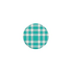 Turquoise Small Plaids  1  Mini Buttons by ConteMonfrey