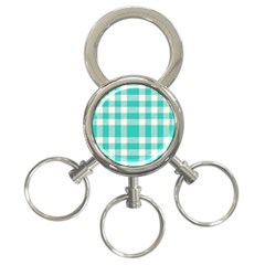 Turquoise Small Plaids  3-ring Key Chain by ConteMonfrey