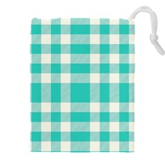 Turquoise Small Plaids  Drawstring Pouch (5xl)