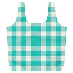 Turquoise Small Plaids  Full Print Recycle Bag (xxxl) by ConteMonfrey