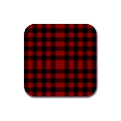 Red And Black Plaids Rubber Square Coaster (4 Pack)