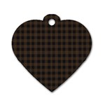Brown and black small plaids Dog Tag Heart (Two Sides) Front