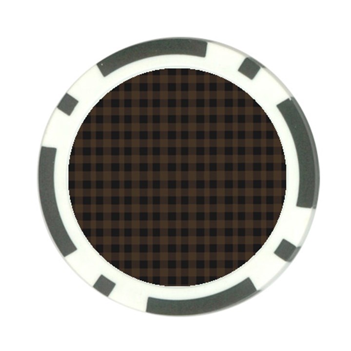 Brown and black small plaids Poker Chip Card Guard