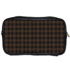 Brown and black small plaids Toiletries Bag (One Side)