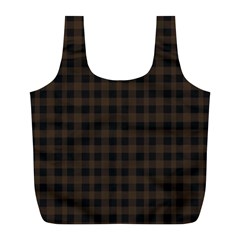 Brown and black small plaids Full Print Recycle Bag (L)