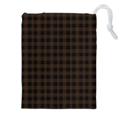 Brown and black small plaids Drawstring Pouch (4XL)