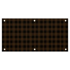 Brown and black small plaids Banner and Sign 6  x 3 