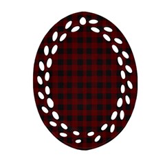 Black Red Small Plaids Ornament (oval Filigree) by ConteMonfrey