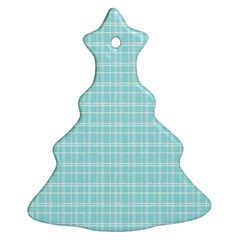 Turquoise Small Plaids Lines Christmas Tree Ornament (two Sides) by ConteMonfrey