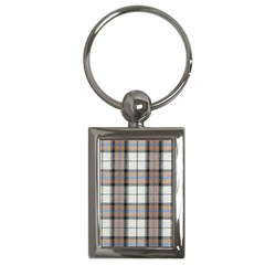 Cute Blue Grey White Plaids Key Chain (rectangle) by ConteMonfrey