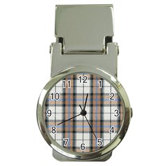 Cute Blue Grey White Plaids Money Clip Watches by ConteMonfrey