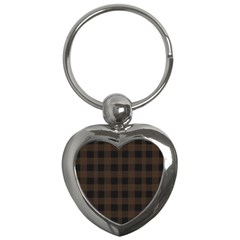 Brown And Black Plaids Key Chain (heart) by ConteMonfrey