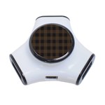 Brown and black plaids 3-Port USB Hub Front