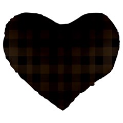 Brown And Black Plaids Large 19  Premium Flano Heart Shape Cushions by ConteMonfrey