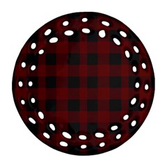 Dark Red Classic Plaids Round Filigree Ornament (two Sides) by ConteMonfrey