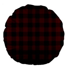 Dark Red Classic Plaids Large 18  Premium Flano Round Cushions by ConteMonfrey