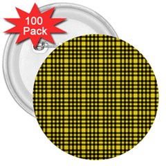 Yellow Small Plaids 3  Buttons (100 Pack)  by ConteMonfrey