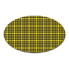 Yellow Small Plaids Oval Magnet by ConteMonfrey