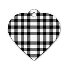 Black White Plaids  Dog Tag Heart (two Sides) by ConteMonfrey