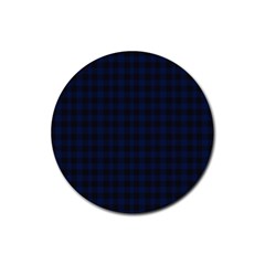 Black And Blue Classic Small Plaids Rubber Round Coaster (4 Pack) by ConteMonfrey