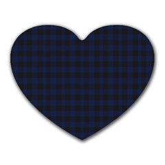 Black And Blue Classic Small Plaids Heart Mousepads by ConteMonfrey