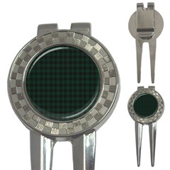 Black And Dark Green Small Plaids 3-in-1 Golf Divots by ConteMonfrey