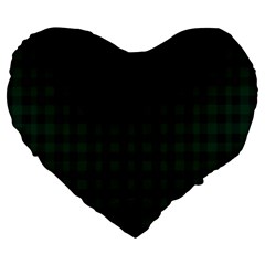 Black And Dark Green Small Plaids Large 19  Premium Heart Shape Cushions by ConteMonfrey