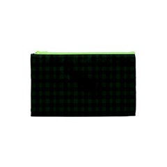 Black And Dark Green Small Plaids Cosmetic Bag (xs)