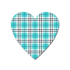 Black, white and blue turquoise plaids Heart Magnet