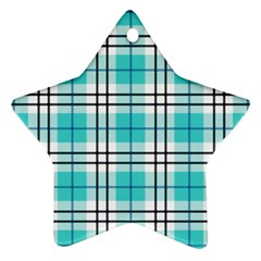 Black, White And Blue Turquoise Plaids Star Ornament (two Sides) by ConteMonfrey