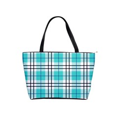 Black, white and blue turquoise plaids Classic Shoulder Handbag